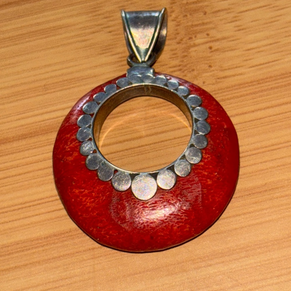 Sterling Vintage Coral Pendant